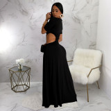 Solid Color Irregular Maxi Dress YF-10805