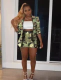 Plus Size Sequin Long Sleeve Two Piece Shorts Set FYWF-DF0713