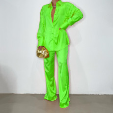 Solid Color Long Sleeve Shirt Pants Suit FYWF-YW0613
