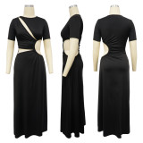 Solid Color Irregular Maxi Dress YF-10805