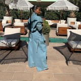 Retro Denim Long Sleeve Loose Jeans Suit GSYI-30059
