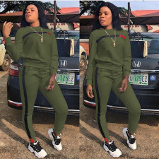 Plus Sizei Fashion Long Sleeve Sport Two Piece Pants Set ONY-6040