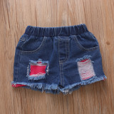 Kids Girl Letter Print Sleeveless Denim Shorts Suit YKTZ-21123