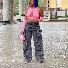 Fashion Multi-pockets Loose Jeans GSYI-AL753141676376