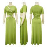 Solid Color Irregular Maxi Dress YF-10805