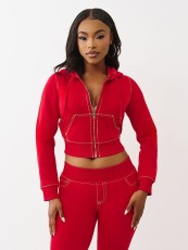 Solid Color Hooded Cardigan Two Piece Pants Set YD-8832