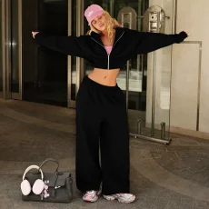 Long Sleeve Solid Hooded Coats Pants Suit XEF-K25S77886