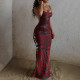 Sexy Print Backless Sling Split Maxi Dress GSLF-K25D81438