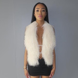 Sexy Backless Fur Collar Halterneck Tops GDSF-D24TP617