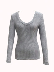 Deep V Neck Long Sleeve Tops YWXS-K25L1069