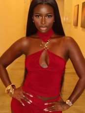 Holllow Out Sleeveless Vest Shorts 2 Piece Set YWXS-K25L1163