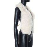Sexy Backless Fur Collar Halterneck Tops GDSF-D24TP617