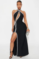 Halterneck Sleeveless High Split Maxi Dress GXIY-K25L1213