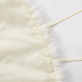 Sexy Backless Fur Collar Halterneck Tops GDSF-D24TP617