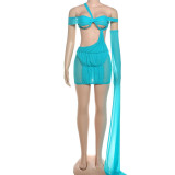 Sexy Irregular Solid Color Backless Mini Dress XEF-K25S79804