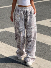 Camouflage Print Sport Wide Leg Pants YWXS-K25L1065