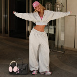 Long Sleeve Solid Hooded Coats Pants Suit XEF-K25S77886