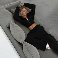 Long Sleeve Solid Hooded Coats Pants Suit XEF-K25S77886