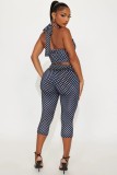 Polka Dots Print Halterneck Vest Pant Suit GXIY-K25L1176