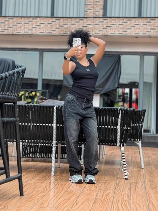 Gradient Color Rhinestone Straight Jeans GMWF-K56986