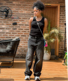 Gradient Color Rhinestone Straight Jeans GMWF-K56986