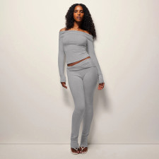 One Shoulder Long Sleeve Two Piece Pants Set MXBF-J25ST264