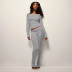 One Shoulder Long Sleeve Two Piece Pants Set MXBF-J25ST264