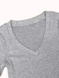 Deep V Neck Long Sleeve Tops YWXS-K25L1069