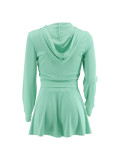 Solid Color Long Sleeve Hooded Knits Skirts Suit YH-9002