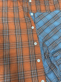 Contrast Color Plaid Belt Shirt Dress YH-5340