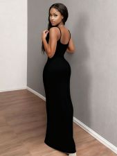 Solid Color Sling Maxi Dress YWXS-K25L1231