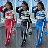 Long Sleeve Print PU Leather Jackets Coats YNSF-8005