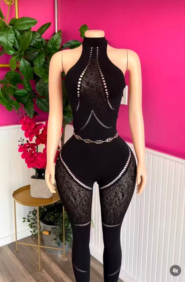 Pre Order: About 7 work days shipping Hollow Out Mesh Jumpsuit YUEM-82902