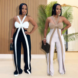 Color Block Sling Wide Leg Jumpsuit BY-7539