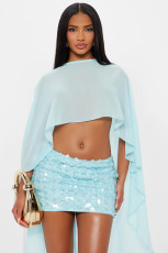 Sheer Mesh Shawl Top YWXS-K25L1180