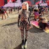 Print Long Sleeve Slim Jumpsuit DLSF-K25Q80947