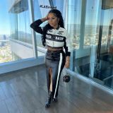 Long Sleeve Print PU Leather Jackets Coats YNSF-8005