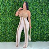 Color Block Sling Wide Leg Jumpsuit BY-7539