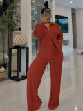 Long Sleeve Lapel Two Piece Pants Set YH-5367