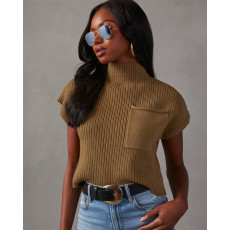 Solid Color Short Sleeve Knits Sweater ASL-6808