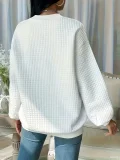 Plus Size Letter Print Long Sleeve Plaid Sweatshirts YIM-438
