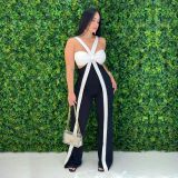 Color Block Sling Wide Leg Jumpsuit BY-7539