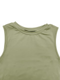 Sleeveless Solid Color Split Top Pants Suit YH-5346