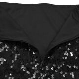 Backless Sequin Halterneck Two Piece Skirts Set BY-7521