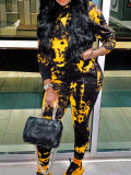 Tie Dye Print Hooded Two Piece Pant Set YH-5194