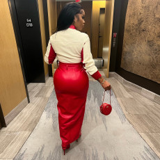 Long Sleeve Print PU Leather Jackets Coats YNSF-8005