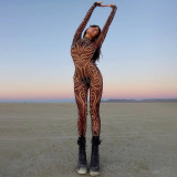 Print Long Sleeve Slim Jumpsuit DLSF-K25Q80947