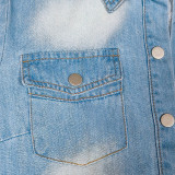 Short Sleeve Tassel Denim Ronper GDAM-218628