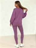 Long Sleeve Solid Color Two Piece Pants Set WSYF-5970