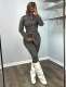 Long Sleeve Zipper Denim Two Piece Pants Set MEM-88664